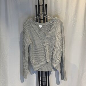 Cozy Women's Cable Knit Cardigan in Gray